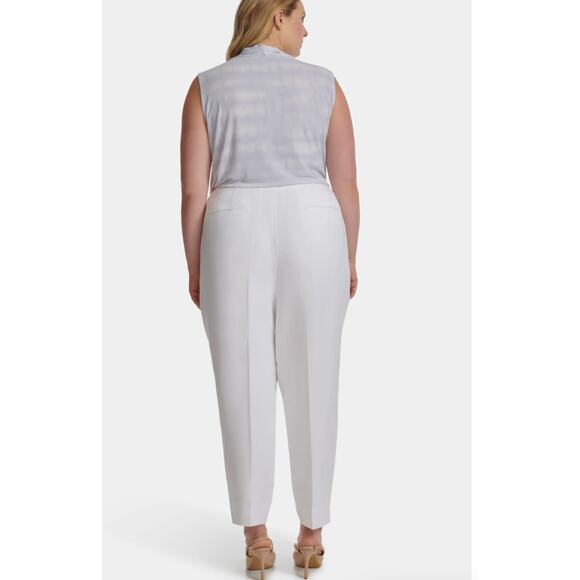Calvin Klein Linen Tapered Ankle Dress Pants | Women Plus 24W, White NEW $109 - Picture 6 of 15
